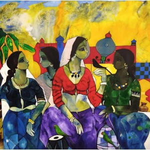 Abrar Ahmed, 48 x 48 Inch, Oil on Canvas, Figurative Painting, AC-AA-591